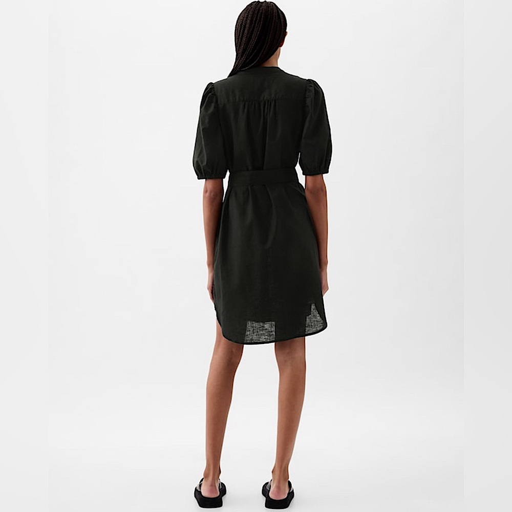 GAP Linen-Cotton Puff Sleeve Mini Shirt Dress - Picture 2 of 6